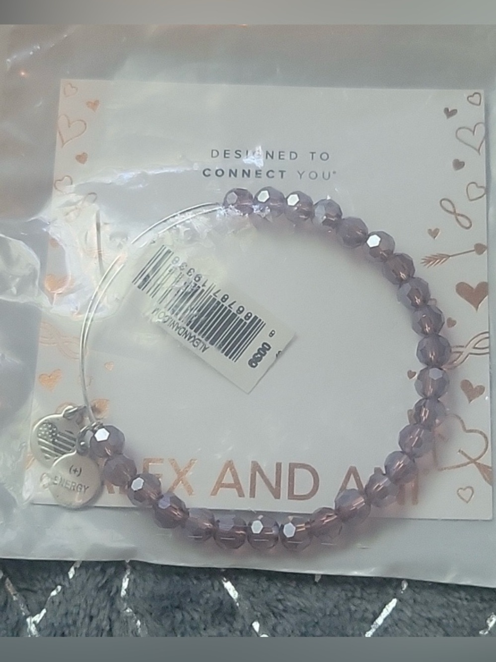 Alex and Ani Purple Faceted Bead Bracelet New